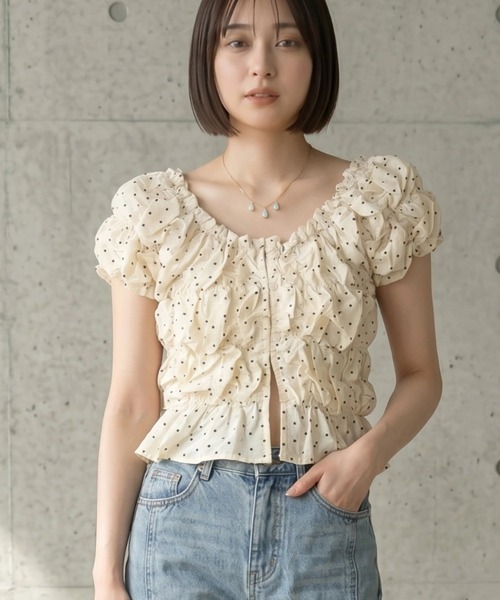 deux amour(ドゥーザムール)の「半袖シャーリングブラウス(Tシャツ/カットソー・レディース・ブラック/アイボリー/ベージュ/ホワイト×ブラック/ブラック×ホワイト/ブラウン・FREE)」の22枚目の写真