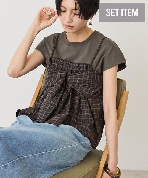 AMERICAN HOLIC(アメリカンホリック)の「【2点セット】ノースリーブTシャツ+ビスチェ(Tシャツ/カットソー・レディース・チャコールグレー/オフホワイト・M/L)」の13枚目の写真