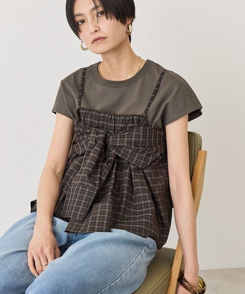 AMERICAN HOLIC(アメリカンホリック)の「【2点セット】ノースリーブTシャツ+ビスチェ(Tシャツ/カットソー・レディース・チャコールグレー/オフホワイト・M/L)」の14枚目の写真