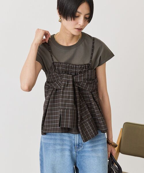 AMERICAN HOLIC(アメリカンホリック)の「【2点セット】ノースリーブTシャツ+ビスチェ(Tシャツ/カットソー・レディース・チャコールグレー/オフホワイト・M/L)」の15枚目の写真