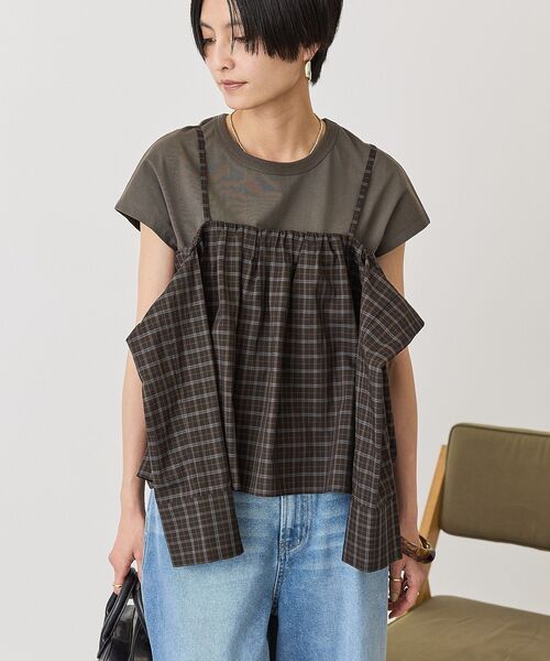 AMERICAN HOLIC(アメリカンホリック)の「【2点セット】ノースリーブTシャツ+ビスチェ(Tシャツ/カットソー・レディース・チャコールグレー/オフホワイト・M/L)」の18枚目の写真