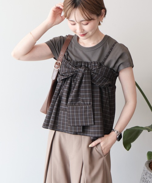 2点セット】ノースリーブTシャツ＋ビスチェ（Tシャツ/カットソー