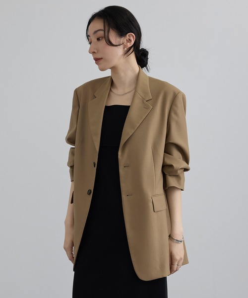 SALON adam et rope'(サロン アダム エ ロペ)の「ウーステッドツイルジャケット / セットアップ対応(テーラードジャケット・レディース・チャコールグレー/ベージュ系その他・FREE)」の13枚目の写真