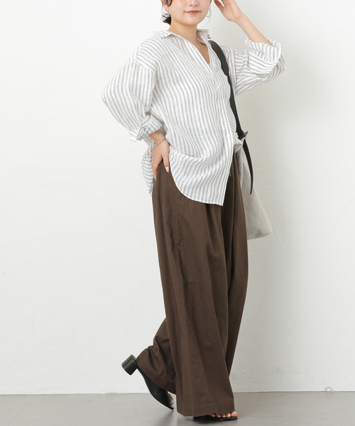 JOURNAL STANDARD relume（ジャーナルスタンダード　レリューム）の「《追加3》リネンコットンワイドギャザーパンツ（その他パンツ・レディース・アイボリー・36/38）」の5枚目の写真