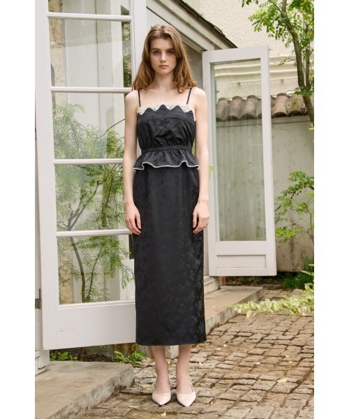ERADIE(エラディエ)の「Satin Jacquard Camisole One-piece サテンジャガードキャミソールワンピース(ワンピース・レディース・グリーン系/ブラック/アイボリー・FREE)」の19枚目の写真