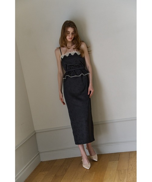 ERADIE(エラディエ)の「Satin Jacquard Camisole One-piece サテンジャガードキャミソールワンピース(ワンピース・レディース・グリーン系/ブラック/アイボリー・FREE)」の14枚目の写真