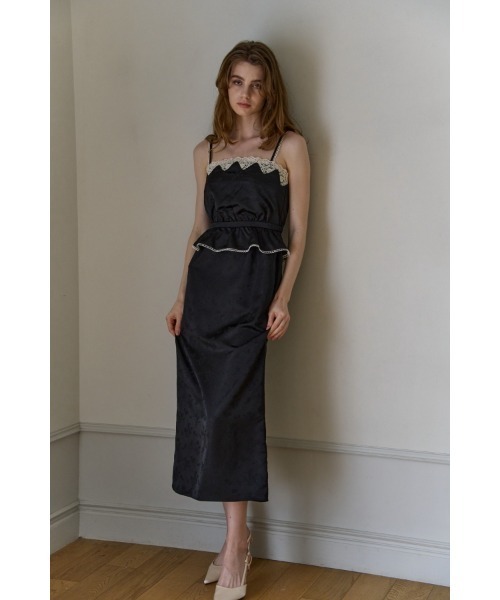 ERADIE(エラディエ)の「Satin Jacquard Camisole One-piece サテンジャガードキャミソールワンピース(ワンピース・レディース・グリーン系/ブラック/アイボリー・FREE)」の16枚目の写真