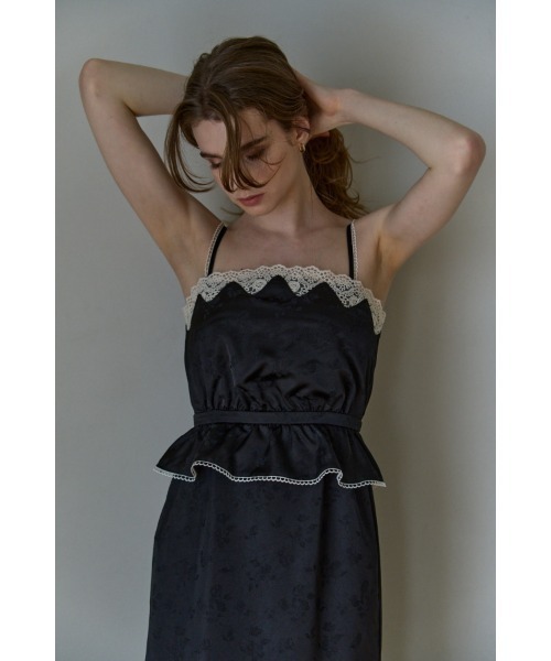 ERADIE(エラディエ)の「Satin Jacquard Camisole One-piece サテンジャガードキャミソールワンピース(ワンピース・レディース・グリーン系/ブラック/アイボリー・FREE)」の21枚目の写真
