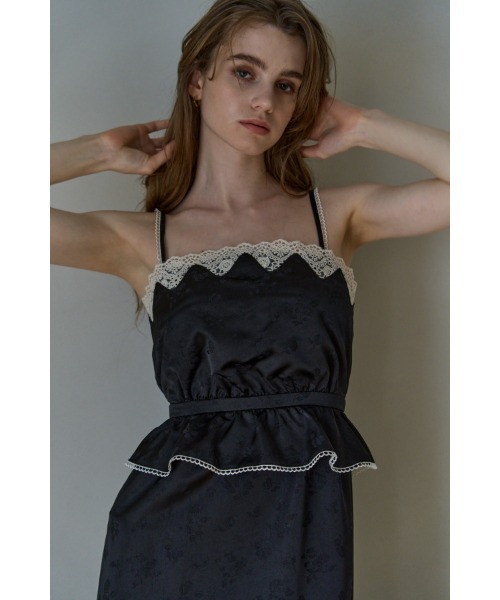 ERADIE(エラディエ)の「Satin Jacquard Camisole One-piece サテンジャガードキャミソールワンピース(ワンピース・レディース・グリーン系/ブラック/アイボリー・FREE)」の17枚目の写真