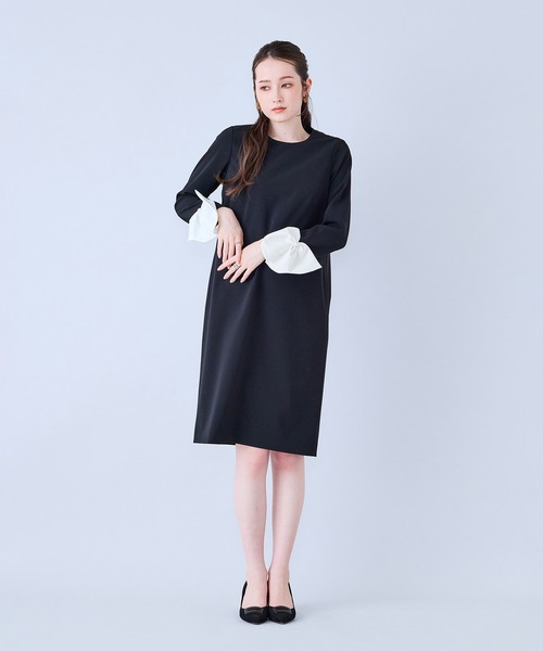 Audie a Muses（オーディアミューズ）の「バイカラーストレートシルエットワンピース（ワンピース・レディース・ブラック・42/38/40）」の7枚目の写真