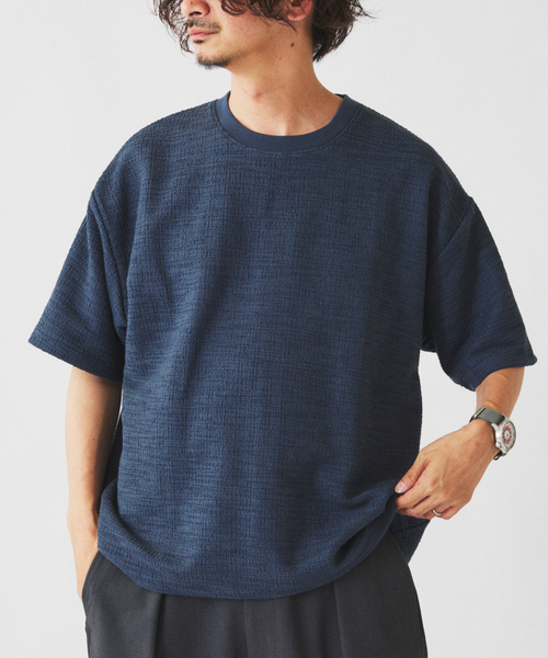 JOURNAL STANDARD relume(ジャーナルスタンダード レリューム)の「ブークレ ジャガード ニットソー(Tシャツ/カットソー・メンズ・ダークグリーン/ライトグレー/コバルトブルー・MEDIUM/LARGE)」の3枚目の写真