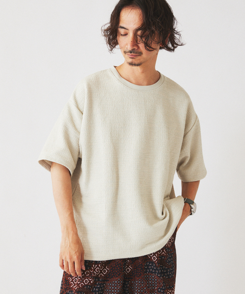 JOURNAL STANDARD relume(ジャーナルスタンダード レリューム)の「ブークレ ジャガード ニットソー(Tシャツ/カットソー・メンズ・ダークグリーン/ライトグレー/コバルトブルー・MEDIUM/LARGE)」の7枚目の写真