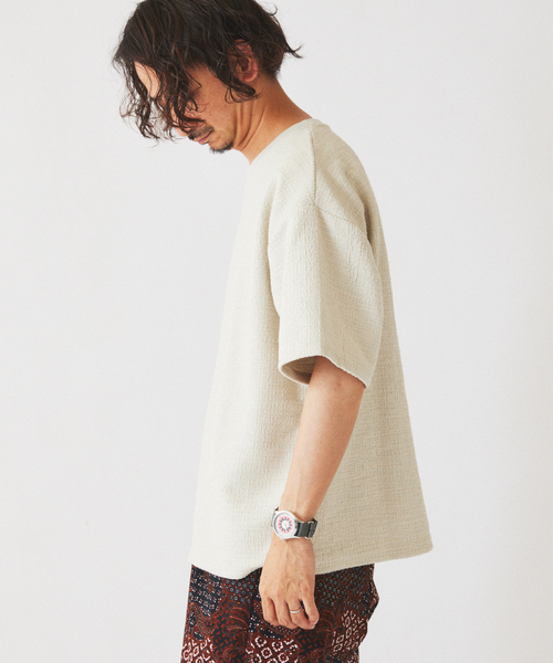 JOURNAL STANDARD relume(ジャーナルスタンダード レリューム)の「ブークレ ジャガード ニットソー(Tシャツ/カットソー・メンズ・ダークグリーン/ライトグレー/コバルトブルー・MEDIUM/LARGE)」の8枚目の写真