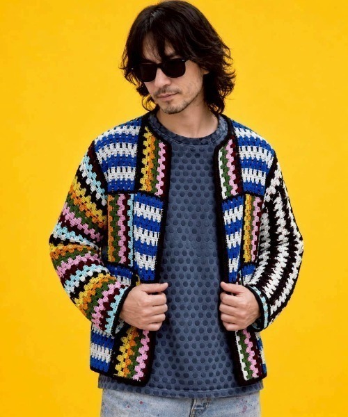 KAMINARI_TOKIO（カミナリトキオ）の「カラーブロックカーディガン（カーディガン/ボレロ・レディース・ネイビー/ピンク・FREE）」の9枚目の写真