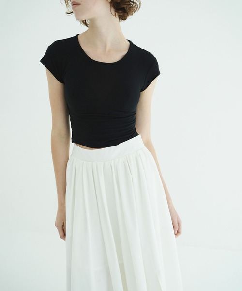 CLANE(クラネ)の「SOFT SHEER COMPACT TOPS(Tシャツ/カットソー・レディース・ブラウン/ホワイト/ブラック・1/2)」の8枚目の写真