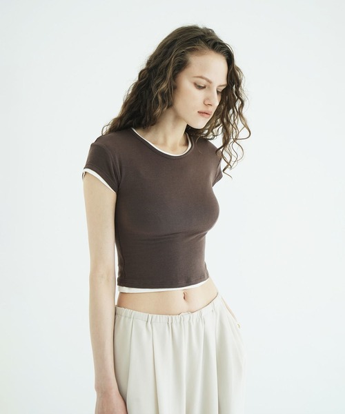 CLANE(クラネ)の「SOFT SHEER COMPACT TOPS(Tシャツ/カットソー・レディース・ブラウン/ホワイト/ブラック・1/2)」の15枚目の写真