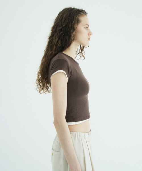 CLANE(クラネ)の「SOFT SHEER COMPACT TOPS(Tシャツ/カットソー・レディース・ブラウン/ホワイト/ブラック・1/2)」の16枚目の写真