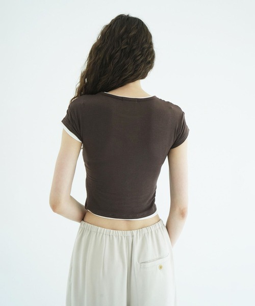 CLANE(クラネ)の「SOFT SHEER COMPACT TOPS(Tシャツ/カットソー・レディース・ブラウン/ホワイト/ブラック・1/2)」の17枚目の写真