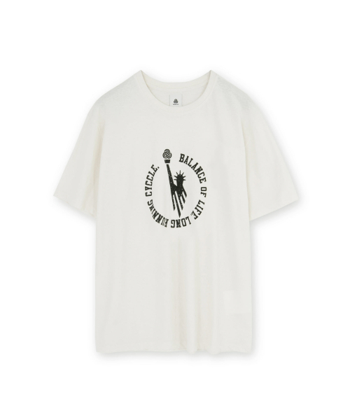 BROWNYARD BALANCE(ブラウンヤード・バランス)の「ニューヨーク ハーフスリーブ、ウォッシュドアイボリー(Tシャツ/カットソー・メンズ・その他・4/3/5)」の1枚目の写真
