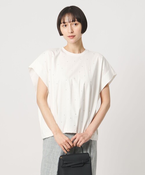 UNITED ARROWS(ユナイテッドアローズ)の「ビジュー Tシャツ ‐接触冷感‐(Tシャツ/カットソー・レディース・ホワイト/ブラック・FREE)」の3枚目の写真