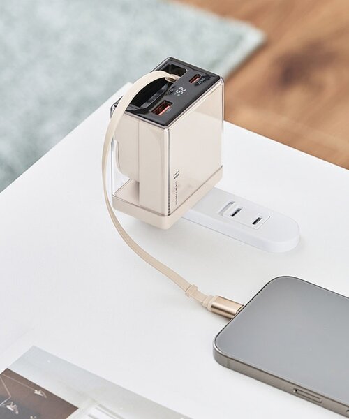 BIRTHDAY BAR(バースデイバー)の「USB急速充電器 USB PD(パワーデリバリー)対応 35W コード巻(スマホグッズ・レディース・ベージュ・0)」の3枚目の写真