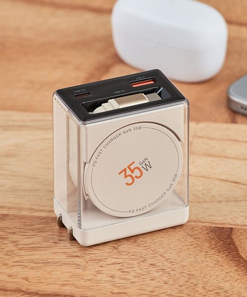 BIRTHDAY BAR(バースデイバー)の「USB急速充電器 USB PD(パワーデリバリー)対応 35W コード巻(スマホグッズ・レディース・ベージュ・0)」の6枚目の写真