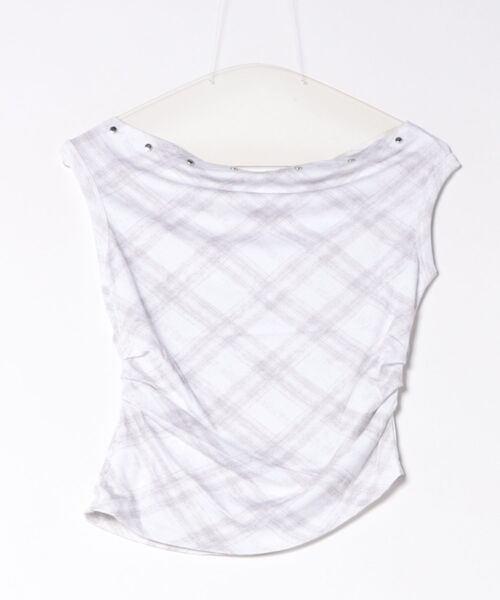 almo（アルモ）の「【Chiina】スタッズデザインチェックトップス（Tシャツ/カットソー・レディース・ホワイト/ライトイエロー/グレー・FREE）」の22枚目の写真