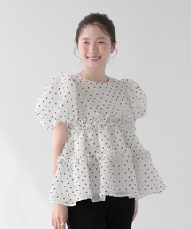 チェリー柄タックペプラムトップス（その他トップス）｜Fit more