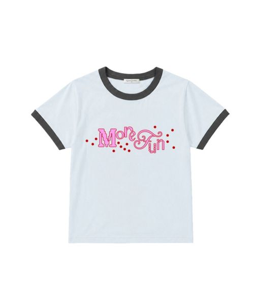 THEMORFHOUSE(ザモーフハウス)の「MORE FUN リンガー半袖Tシャツ ライトブルー(Tシャツ/カットソー・レディース・その他・MEDIUM)」の1枚目の写真