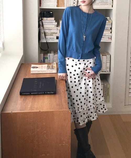 Riff（リフ）の「ドット柄裾フリルスカート（スカート・レディース・ホワイト/ブラック・FREE）」の10枚目の写真