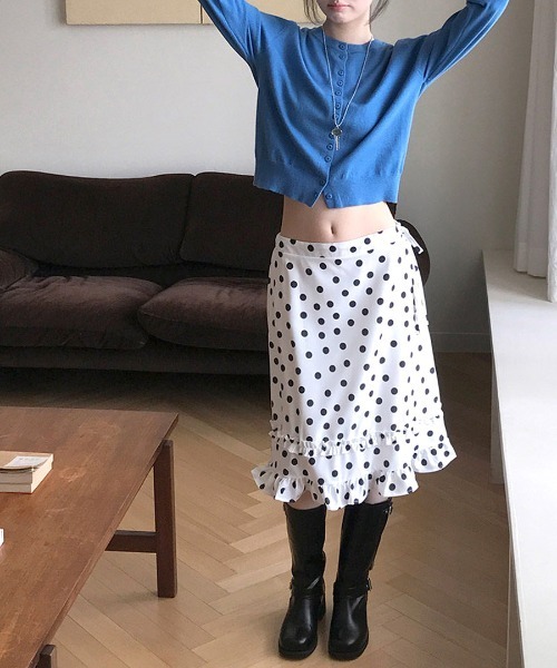 Riff（リフ）の「ドット柄裾フリルスカート（スカート・レディース・ホワイト/ブラック・FREE）」の11枚目の写真
