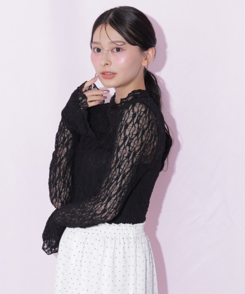 JILL by JILL STUART(ジルバイジルスチュアート)の「袖フレアレーストップス(Tシャツ/カットソー・レディース・ホワイト/ピンク/ブラック・FREE)」の22枚目の写真