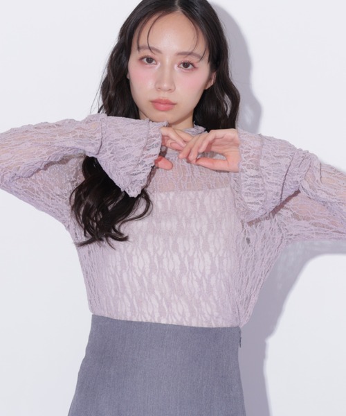 JILL by JILL STUART(ジルバイジルスチュアート)の「袖フレアレーストップス(Tシャツ/カットソー・レディース・ホワイト/ピンク/ブラック・FREE)」の13枚目の写真