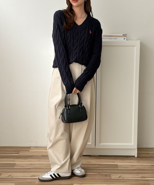 U.S. POLO ASSN.(ユーエスポロアッスン)の「GeeRA別注【U.S. POLO ASSN.】ワンポイントVネックケーブルニット(ニット/セーター・レディース・ネイビー/グレー/ベージュ・X-LARGE/LARGE/MEDIUM/SMALL)」の18枚目の写真
