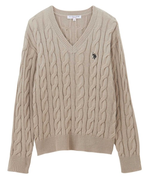 U.S. POLO ASSN.(ユーエスポロアッスン)の「GeeRA別注【U.S. POLO ASSN.】ワンポイントVネックケーブルニット(ニット/セーター・レディース・ネイビー/グレー/ベージュ・X-LARGE/LARGE/MEDIUM/SMALL)」の21枚目の写真