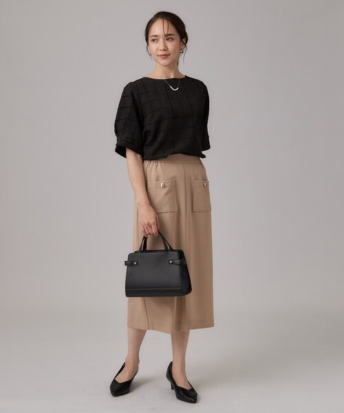 SHOO・LA・RUE(シューラルー)の「【セットアップ可/S-LL】夏でも感じられる秋気分 モールチェックタックスリーブ ブラウス(シャツ/ブラウス・レディース・ボルドー/ブルー/ブラック/ベージュ/ブラウン系その他・01/02/03/04)」の11枚目の写真