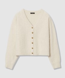 カシミヤブレンドファー加工Vカーディガン