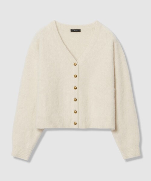 allureville(アルアバイル)の「カシミヤブレンドファー加工Vカーディガン(カーディガン/ボレロ・レディース・オフホワイト/モカ/ネイビー・2)」の2枚目の写真