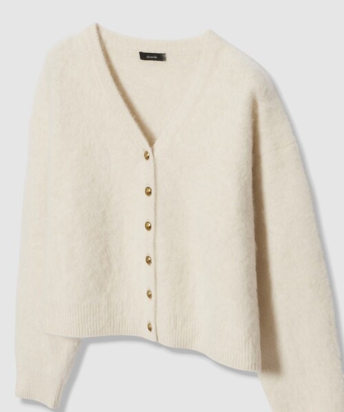 allureville(アルアバイル)の「カシミヤブレンドファー加工Vカーディガン(カーディガン/ボレロ・レディース・オフホワイト/モカ/ネイビー・2)」の5枚目の写真