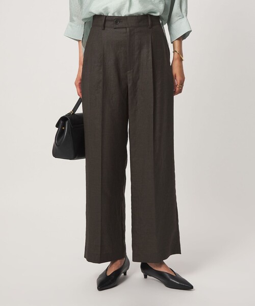 green label relaxing（グリーンレーベルリラクシング）の「［size SHORT/TALLあり］トリアセ ストレート パンツ UVカット 通気性（スラックス・レディース・ダークグレー/モカ・SHORT/TALL/36/38/40）」の3枚目の写真