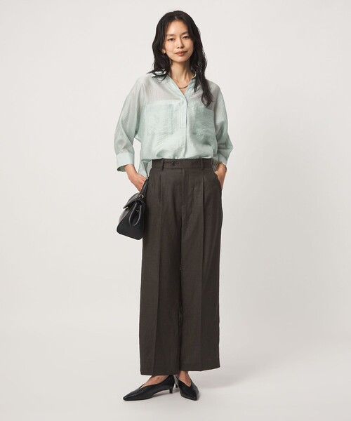 green label relaxing（グリーンレーベルリラクシング）の「［size SHORT/TALLあり］トリアセ ストレート パンツ UVカット 通気性（スラックス・レディース・ダークグレー/モカ・SHORT/TALL/36/38/40）」の4枚目の写真
