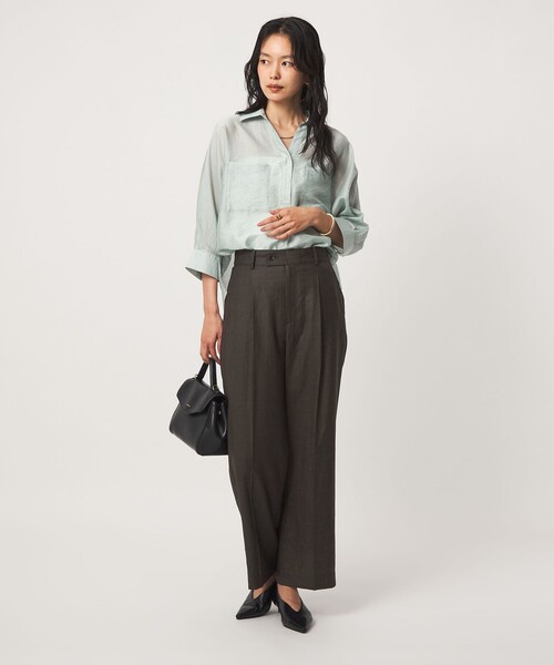 green label relaxing（グリーンレーベルリラクシング）の「［size SHORT/TALLあり］トリアセ ストレート パンツ UVカット 通気性（スラックス・レディース・ダークグレー/モカ・SHORT/TALL/36/38/40）」の5枚目の写真
