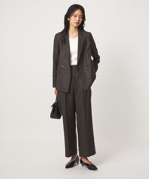 green label relaxing（グリーンレーベルリラクシング）の「［size SHORT/TALLあり］トリアセ ストレート パンツ UVカット 通気性（スラックス・レディース・ダークグレー/モカ・SHORT/TALL/36/38/40）」の6枚目の写真