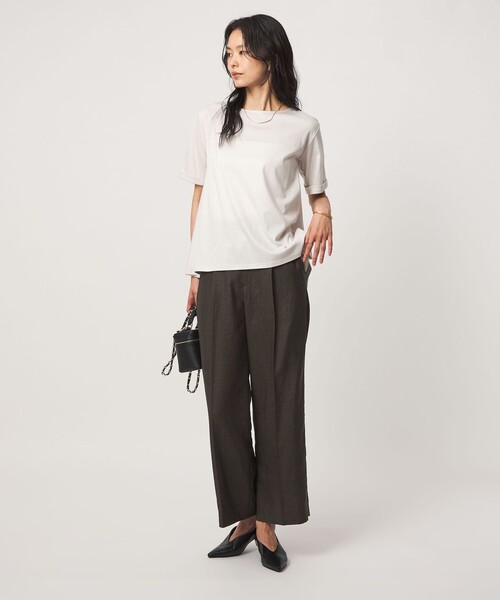 green label relaxing（グリーンレーベルリラクシング）の「［size SHORT/TALLあり］トリアセ ストレート パンツ UVカット 通気性（スラックス・レディース・ダークグレー/モカ・SHORT/TALL/36/38/40）」の7枚目の写真