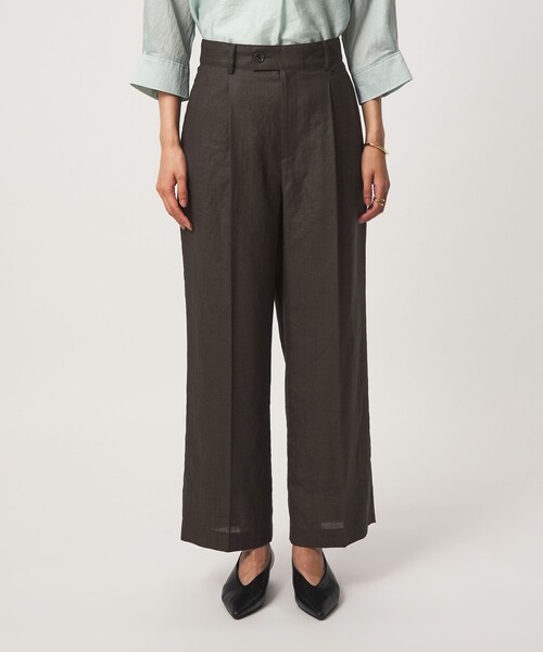 green label relaxing（グリーンレーベルリラクシング）の「［size SHORT/TALLあり］トリアセ ストレート パンツ UVカット 通気性（スラックス・レディース・ダークグレー/モカ・SHORT/TALL/36/38/40）」の12枚目の写真