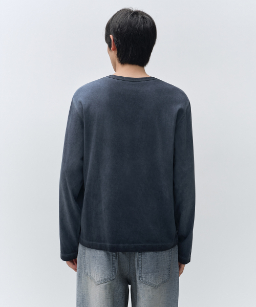 MUSINSA STANDARD（ムシンサスタンダード）の「ルナ ダイド ヘンリーネック 長袖Tシャツ [ネイビー]（Tシャツ/カットソー・メンズ・その他・MEDIUM/LARGE/X-LARGE/2XL）」の2枚目の写真