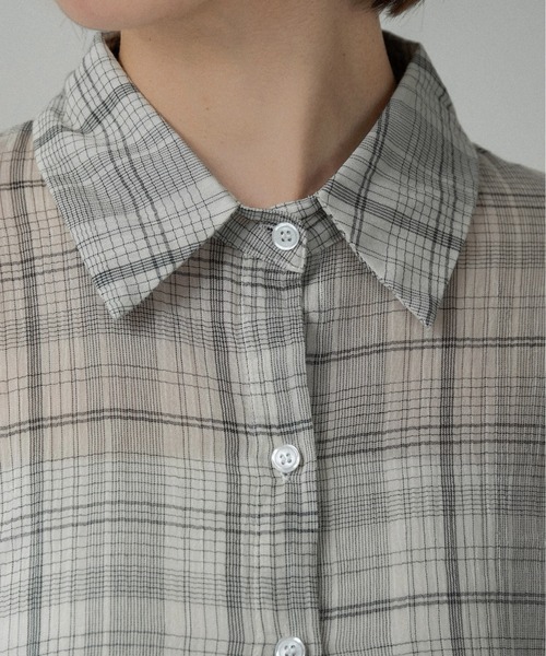 lawgy(ラウジー)の「airy loose check shirt / エアリールースチェックシャツ(シャツ/ブラウス・レディース・ホワイト/ブラック・FREE)」の5枚目の写真