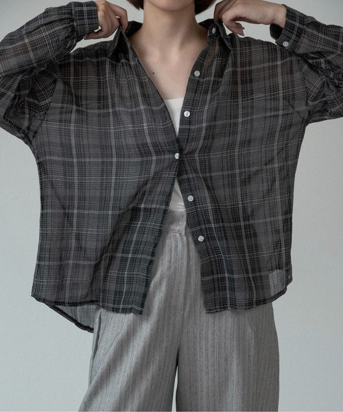 lawgy(ラウジー)の「airy loose check shirt / エアリールースチェックシャツ(シャツ/ブラウス・レディース・ホワイト/ブラック・FREE)」の14枚目の写真