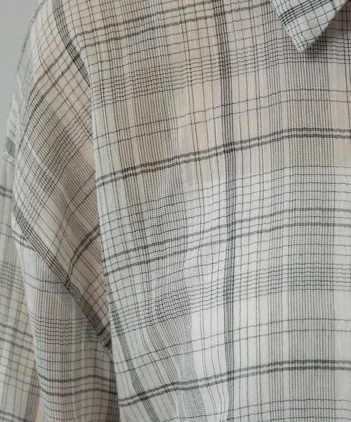 lawgy(ラウジー)の「airy loose check shirt / エアリールースチェックシャツ(シャツ/ブラウス・レディース・ホワイト/ブラック・FREE)」の3枚目の写真
