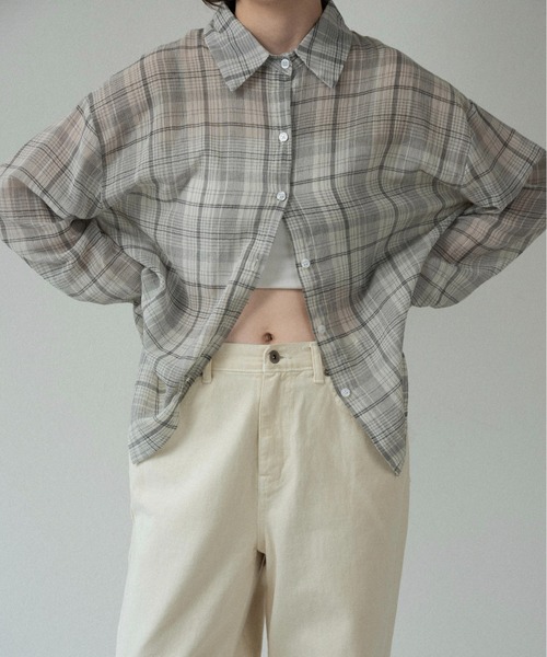 lawgy(ラウジー)の「airy loose check shirt / エアリールースチェックシャツ(シャツ/ブラウス・レディース・ホワイト/ブラック・FREE)」の8枚目の写真